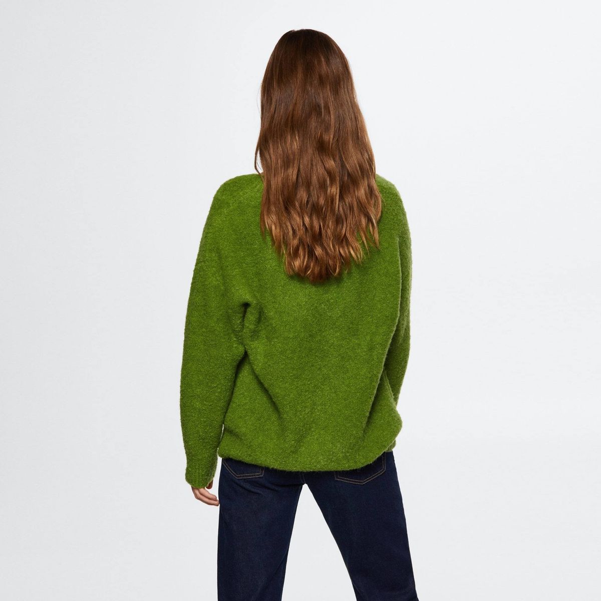 MANGO - Mango Sweater Punto Rizado Cuello V Rondav Mujer