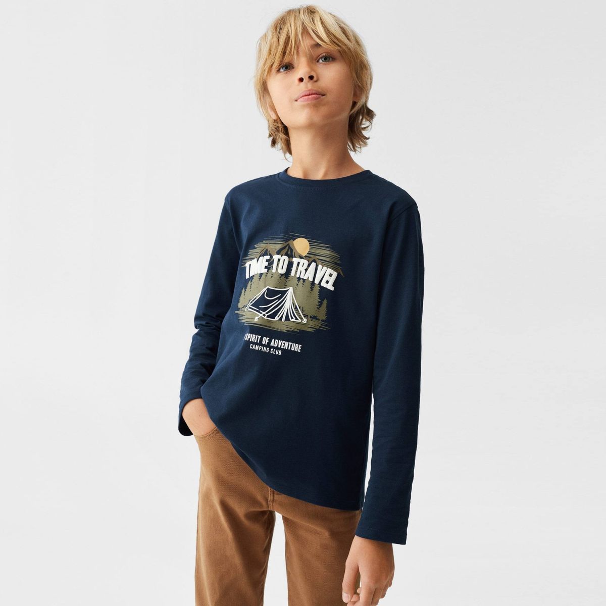 MANGO KIDS - Polera Manga Larga Estampada Niño Mango Kids