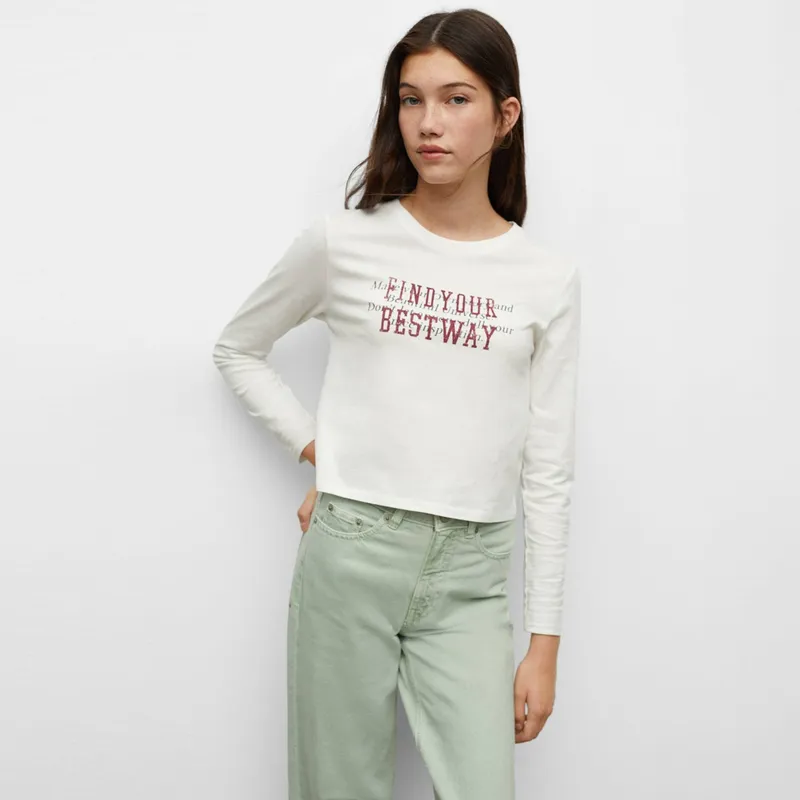 MANGO TEEN - Polera Manga Larga Estampada Niña Mango Teen