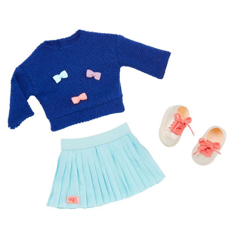 OUR GENERATION - Conjunto Sweater con Cintas + Falda + Zapatos Our Generation