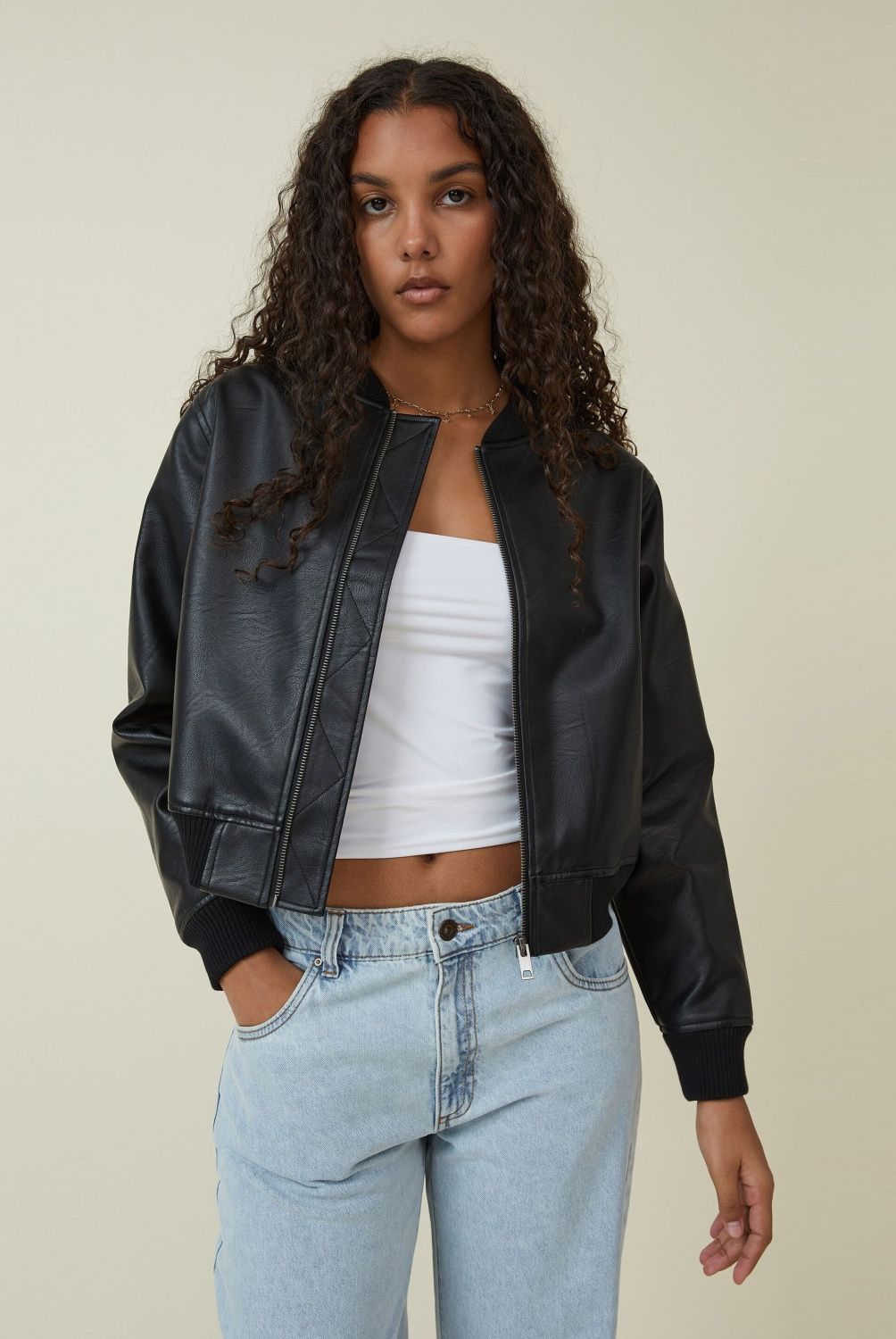 COTTON ON - Cotton On Bomber Jacket Cuero Vegano Mujer