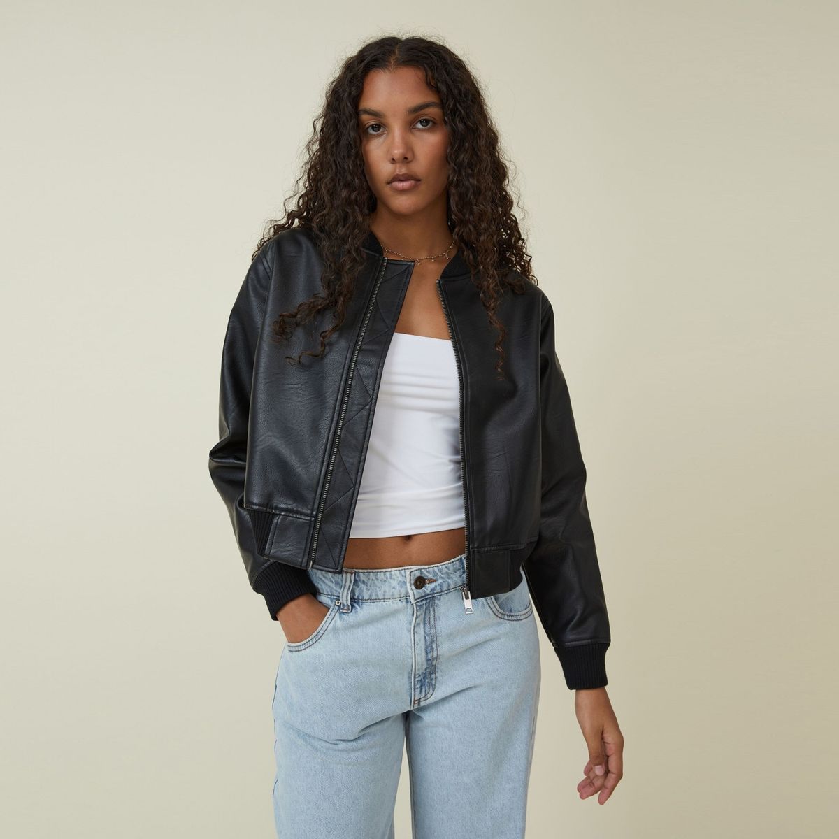COTTON ON - Cotton On Bomber Jacket Cuero Vegano Mujer