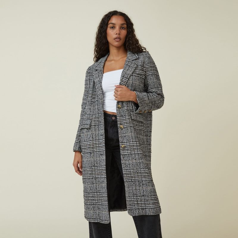 COTTON ON - Cotton On Abrigo Largo Cuadros Mujer