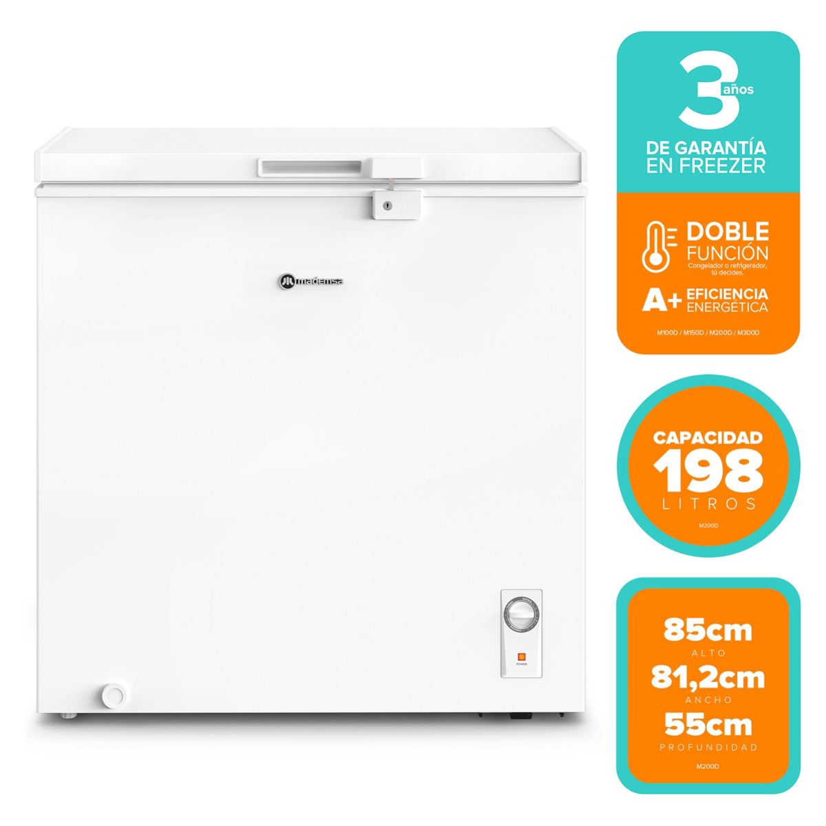 MADEMSA - Congelador Freezer Dual Horizontal 198 Lt M200D Mademsa