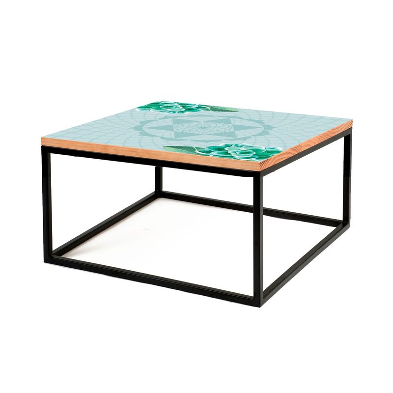 DE PIES A CABEZA - Mesa Cubo 80x80 Negra Diseño 2