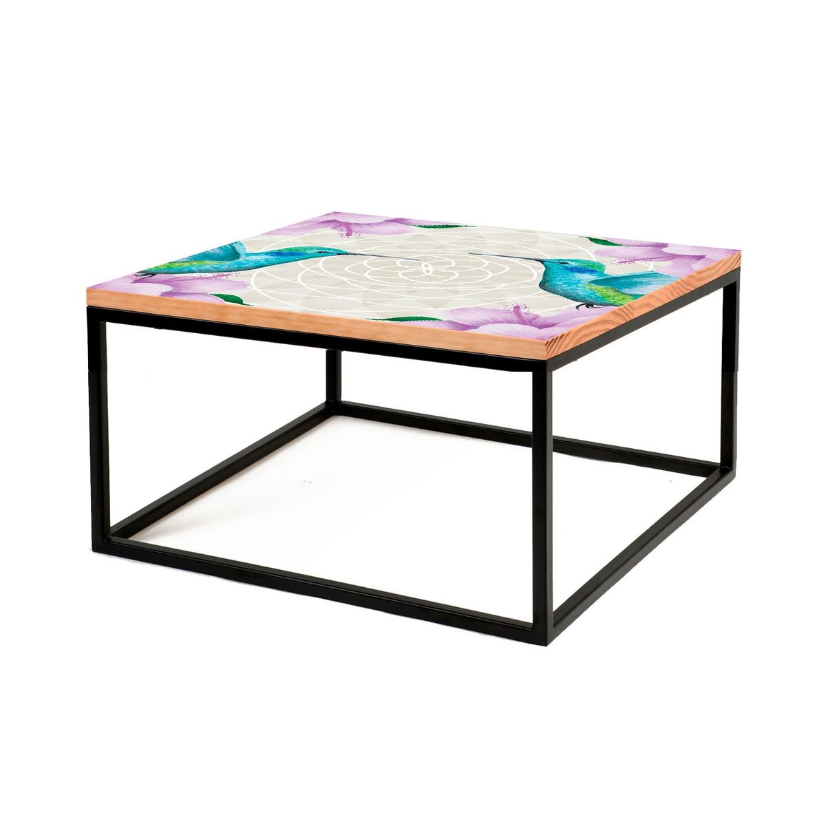 DE PIES A CABEZA - Mesa Cubo 80x80 Negra Diseño 3