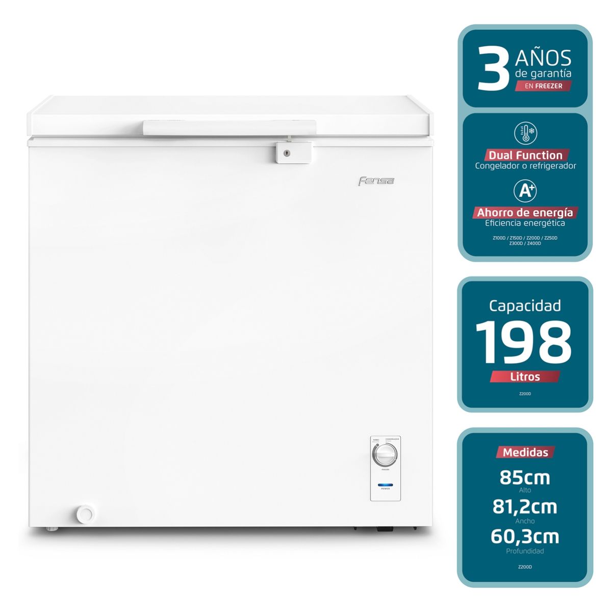 FENSA - Congelador Freezer Dual Horizontal 198 Lt Z200D Fensa