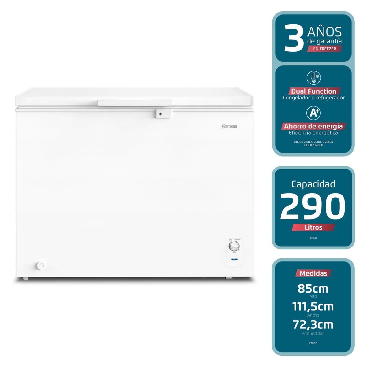 FENSA - Congelador Freezer Horizontal Dual 290 Litros Z300D Fensa