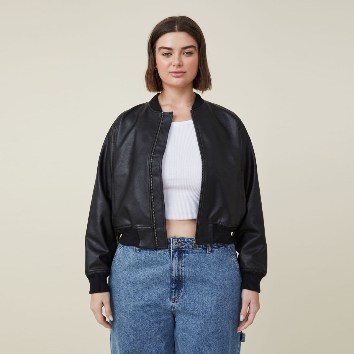 COTTON ON - Chaqueta Bomber Cuero Vegano Mujer Cotton On