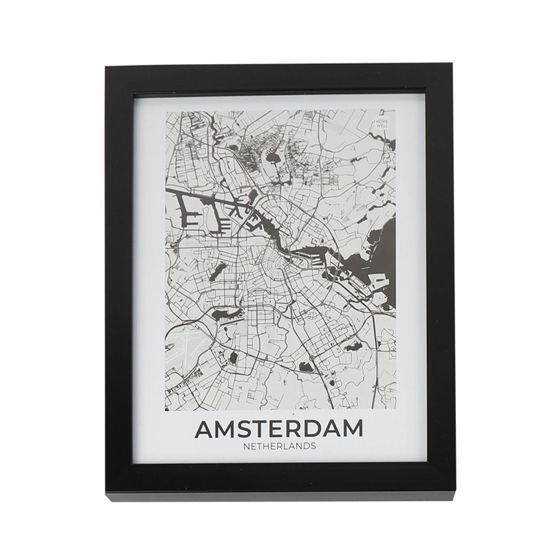 HOMEWELL - Marco Mapa de Ámsterdam Holanda 28x23x2cm