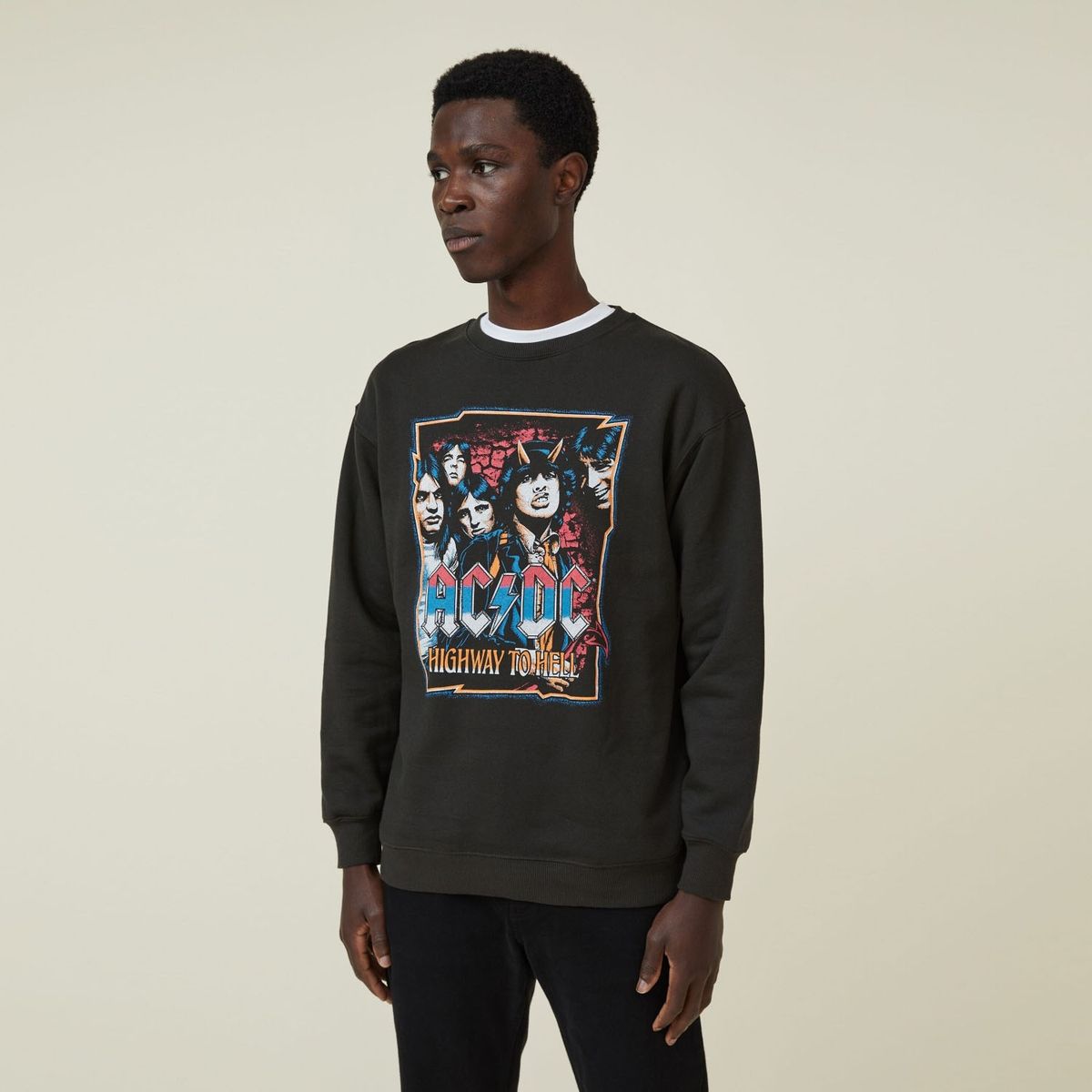 COTTON ON - Polerón AC/DC Algodón Hombre Cotton On