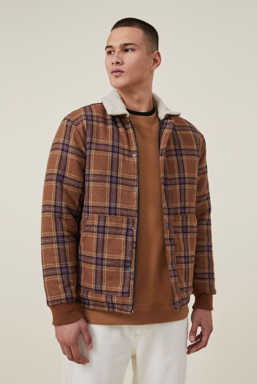 COTTON ON - Bomber Chaqueta Cuello Chiporro Hombre Cotton On