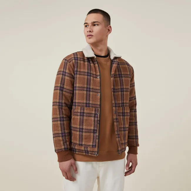 COTTON ON - Bomber Chaqueta Cuello Chiporro Hombre Cotton On