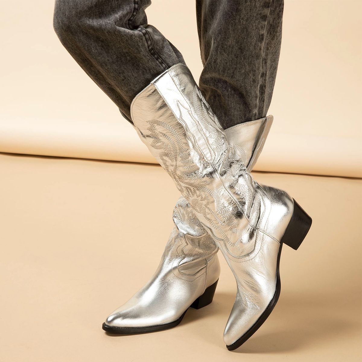 ALDO - Havestei Bota Mujer Cuero Plateado Aldo