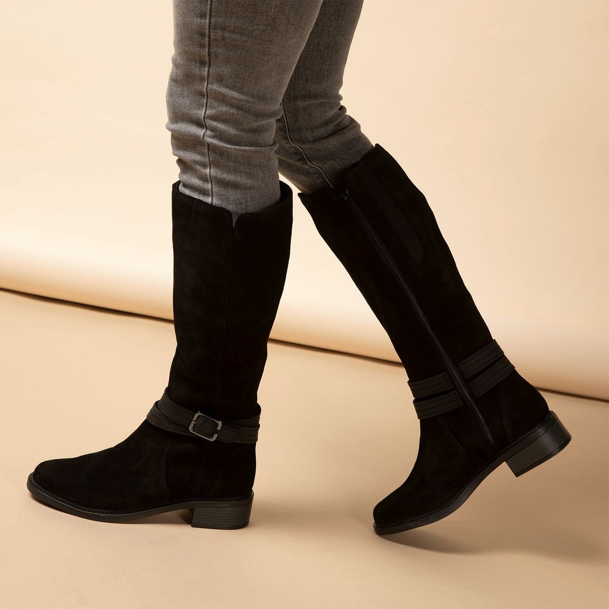 CLARKS - Bota Larga Mujer Cuero Negro Clarks