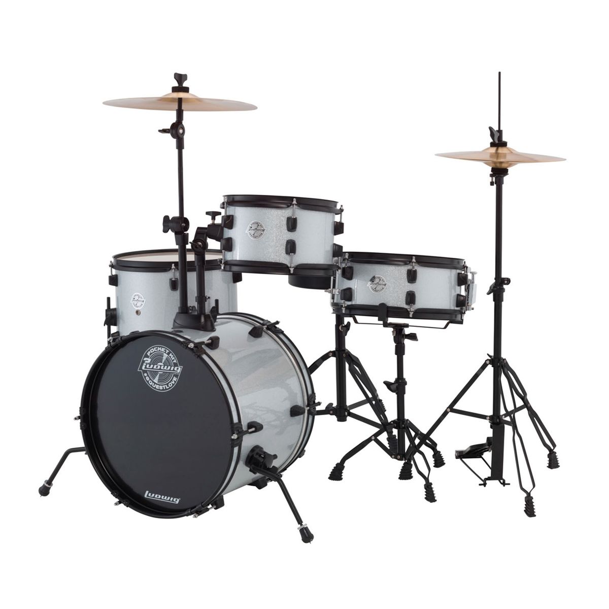 LUDWIG - Bateria Acustica para Niños Pocket Kit White Sprakle Ludwig