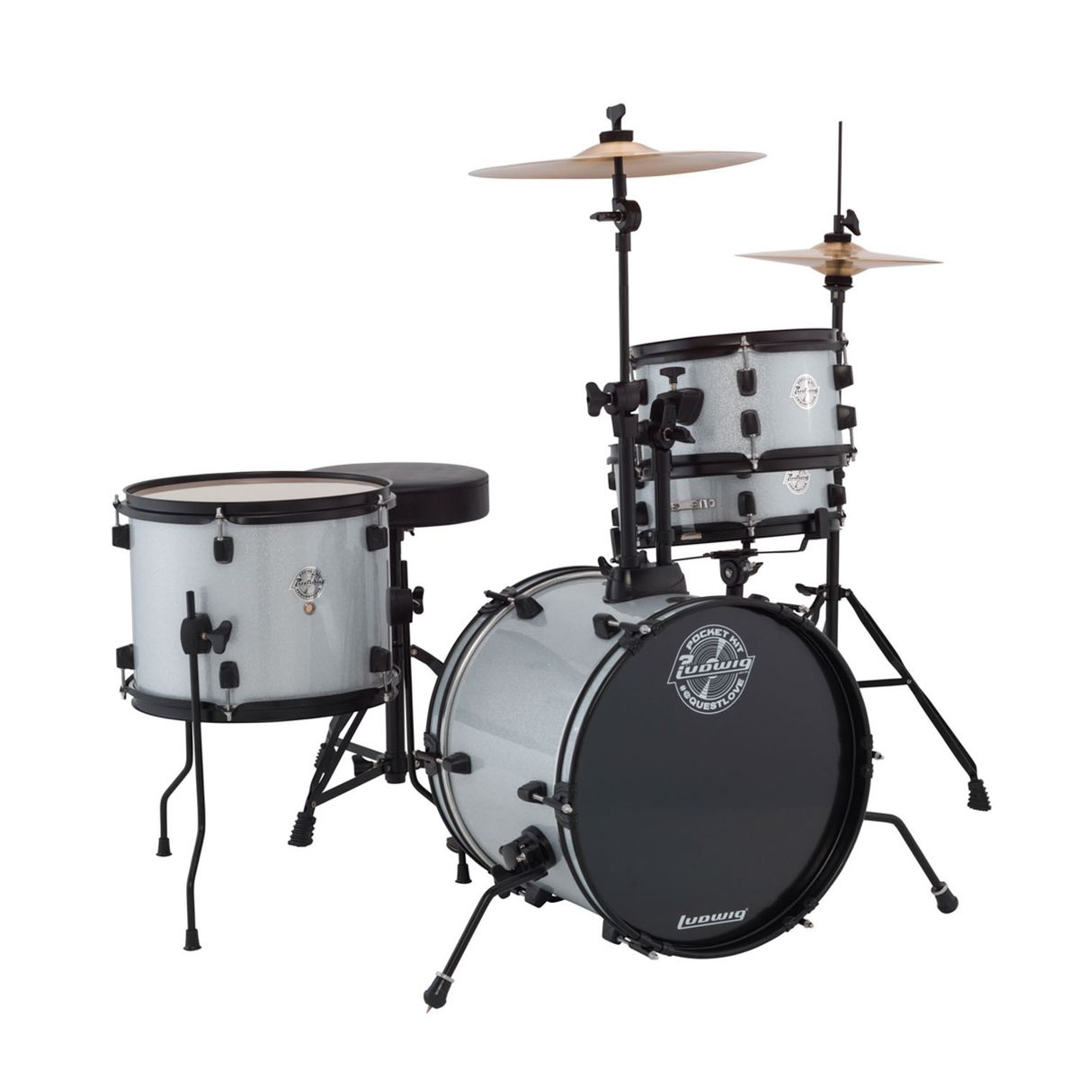 LUDWIG - Bateria Acustica para Niños Pocket Kit White Sprakle Ludwig