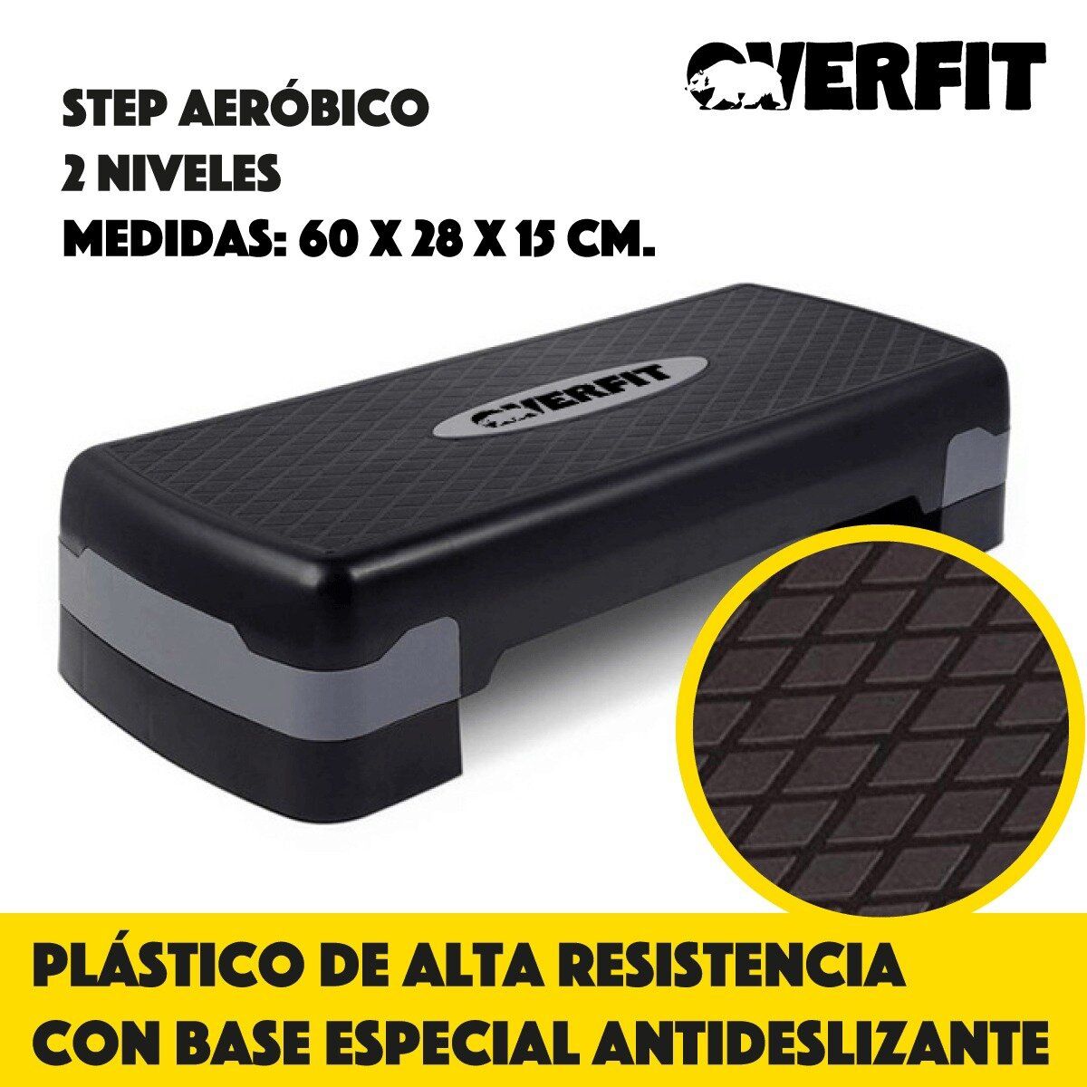 OVERFIT - Step Aeróbico Ajustable 2 Niveles Antideslizante