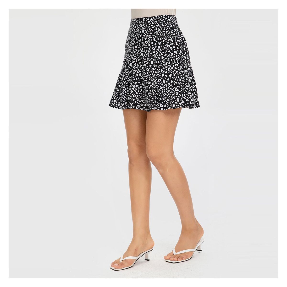FASHION'S PARK - Falda Short Pretina Leasticada Mujer Negro / Blanc