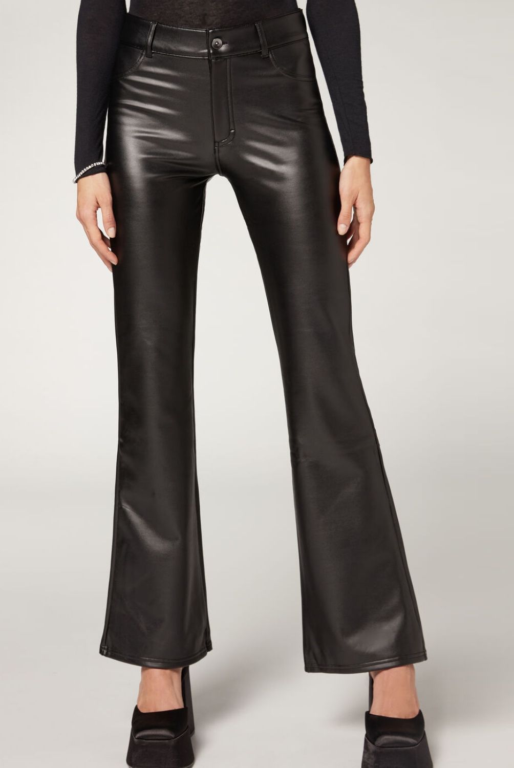 CALZEDONIA - Leggings Flare Efecto Piel Mujer Calzedonia