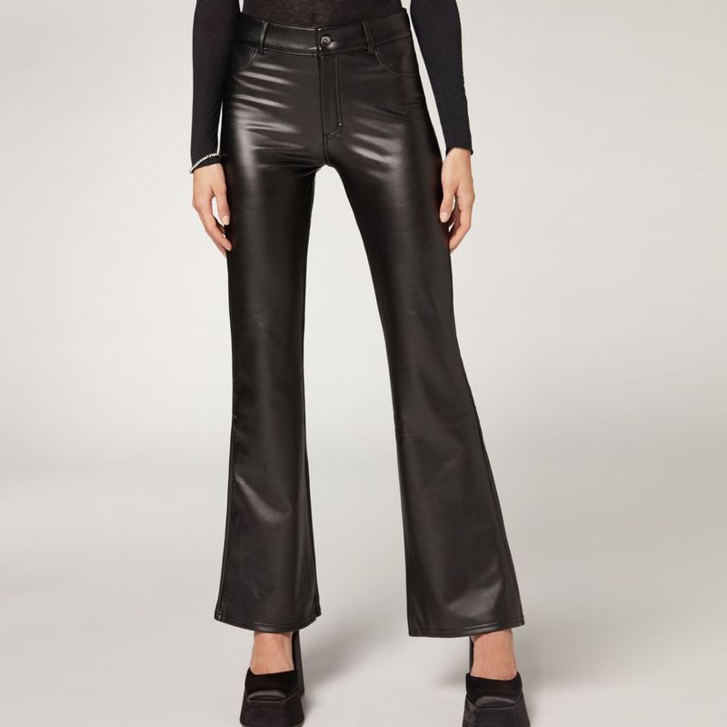 CALZEDONIA - Leggings Flare Efecto Piel Mujer Calzedonia