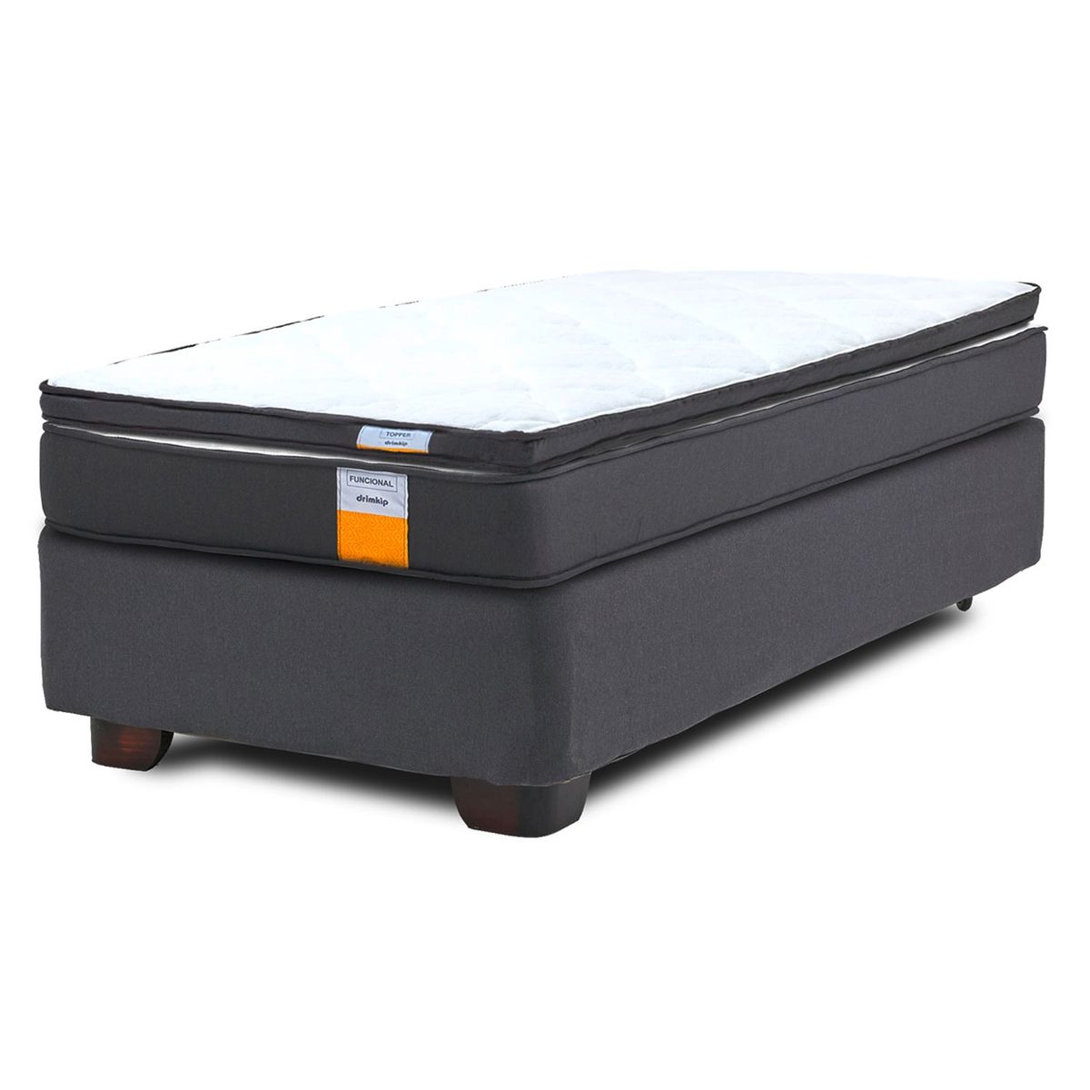 DRIMKIP - Cama Americana Funcional 1 Plaza Plus 90x200 Cm + Topper Drimkip