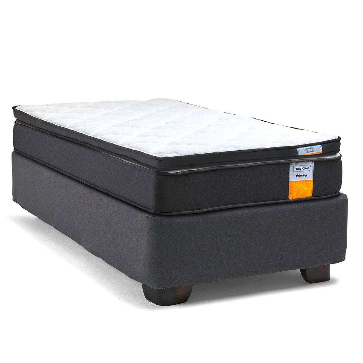 DRIMKIP - Cama Americana Funcional 1 Plaza Plus 90x200 Cm + Topper Drimkip