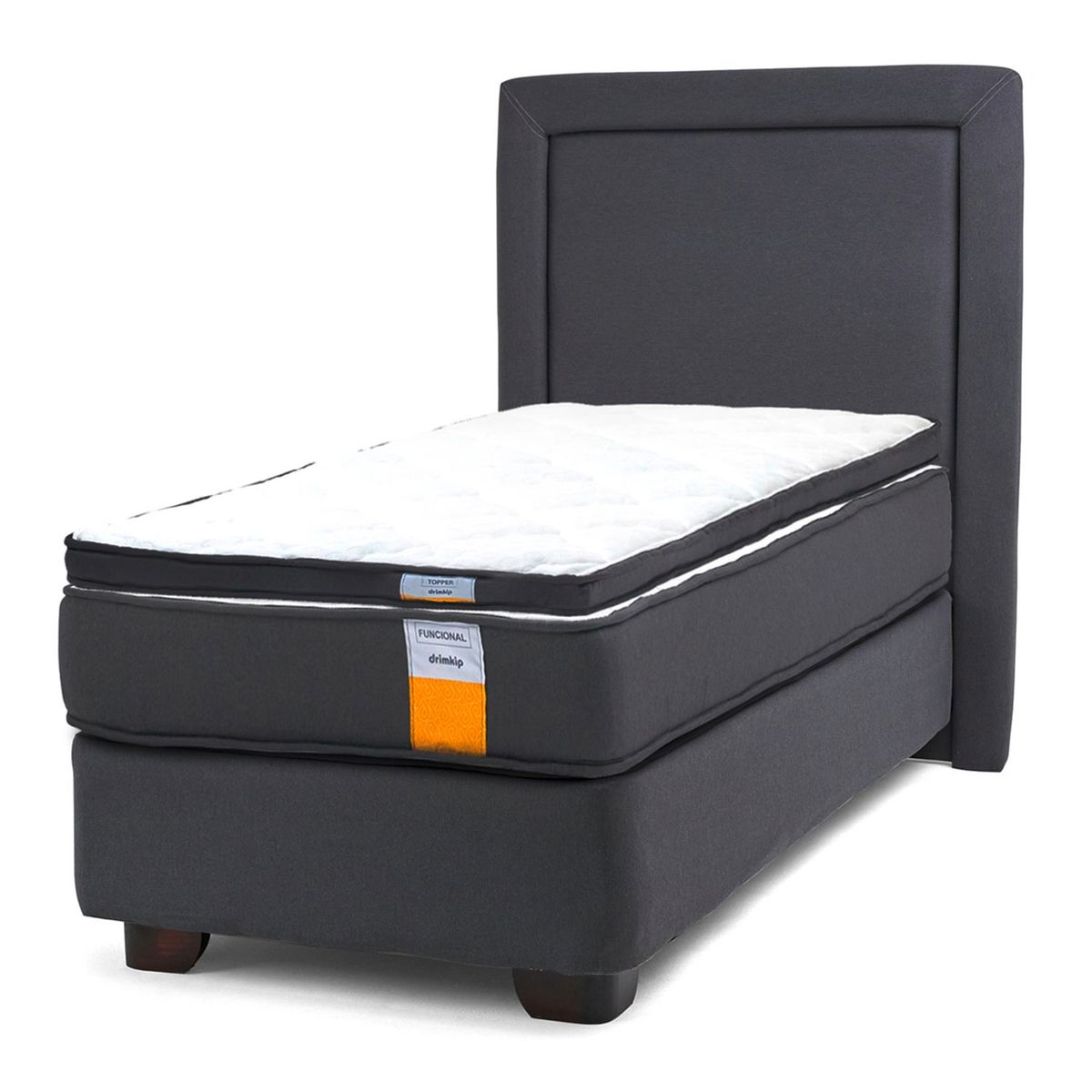 DRIMKIP - Cama Americana Funcional 1.5 Plazas Plus 105X200 Cm + Respaldo + Topper Drimkip