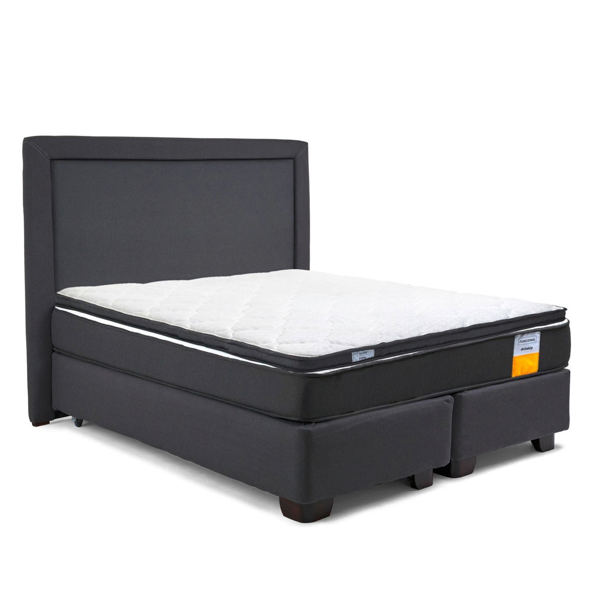 DRIMKIP - Cama Americana Funcional 2 Plazas Plus 150x200 Cm + Respaldo + Topper Drimkip