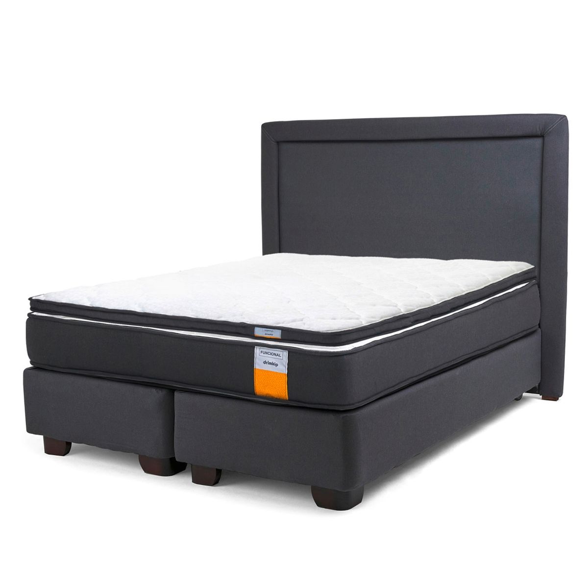 DRIMKIP - Cama Americana Funcional Full 137x190 Cm + Respaldo + Topper Drimkip
