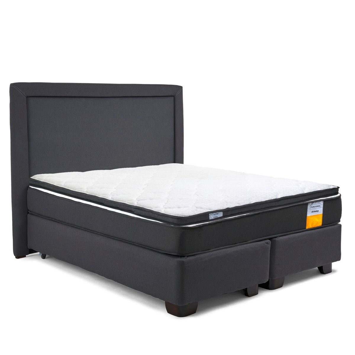 DRIMKIP - Cama Americana Funcional Full 137x190 Cm + Respaldo + Topper Drimkip