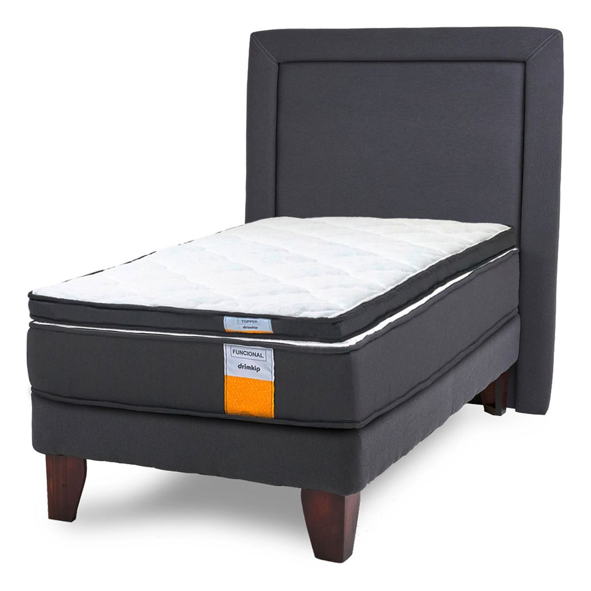 DRIMKIP - Cama Europea Funcional 1 Plaza 90x190 Cm + Respaldo + Topper Drimkip