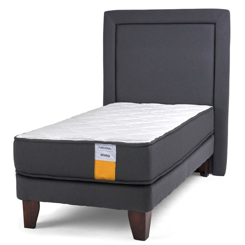 DRIMKIP - Cama Europea Funcional 1 Plaza Plus 90x200 Cm + Respaldo Drimkip