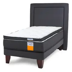 DRIMKIP - Cama Europea Funcional 1 Plaza Plus 90x200 Cm + Respaldo + Topper