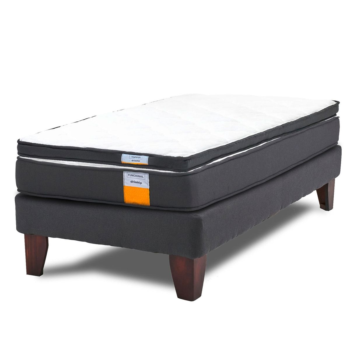 DRIMKIP - Cama Europea Funcional 1 Plaza Plus 90x200 Cm + Topper Drimkip