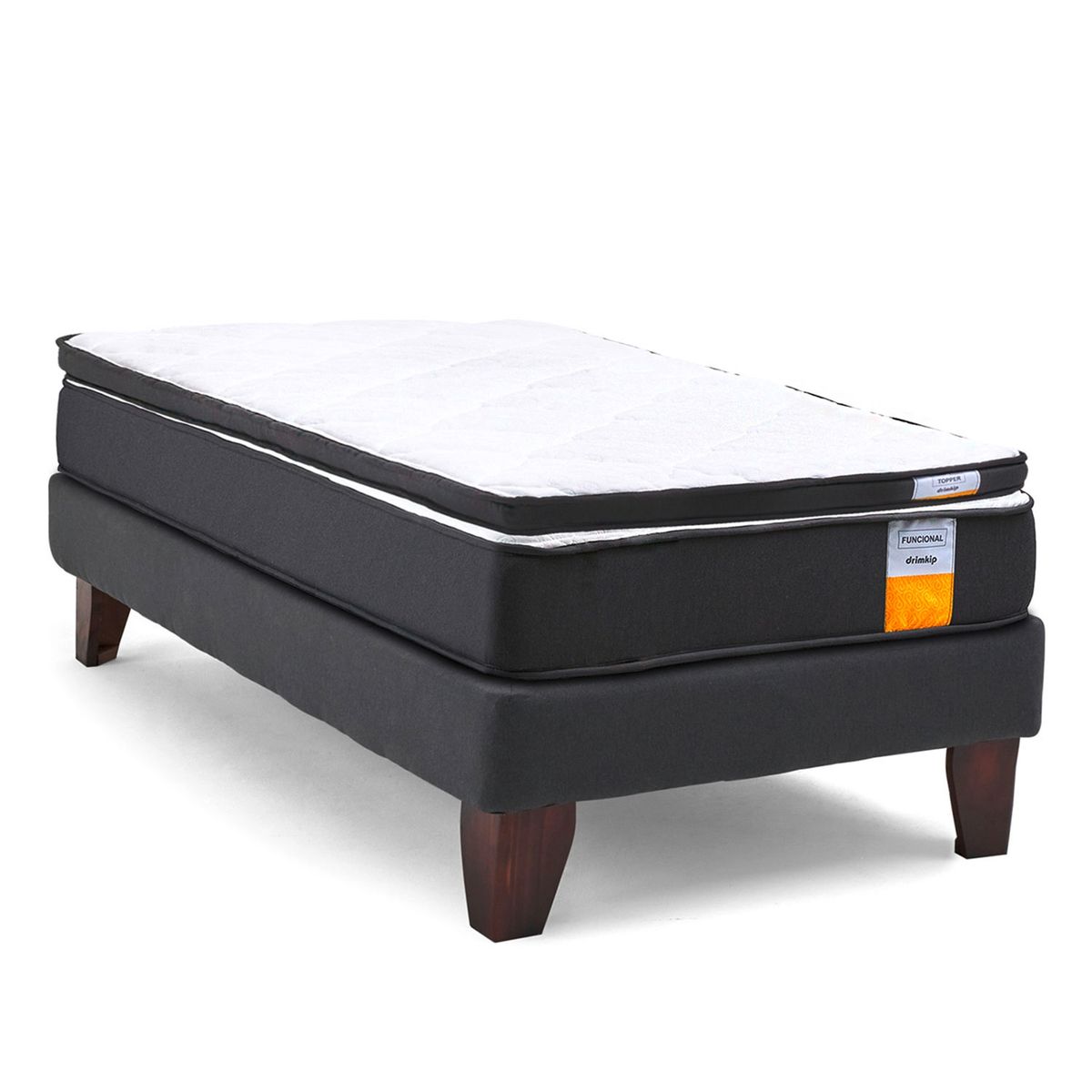 DRIMKIP - Cama Europea Funcional 1 Plaza Plus 90x200 Cm + Topper Drimkip