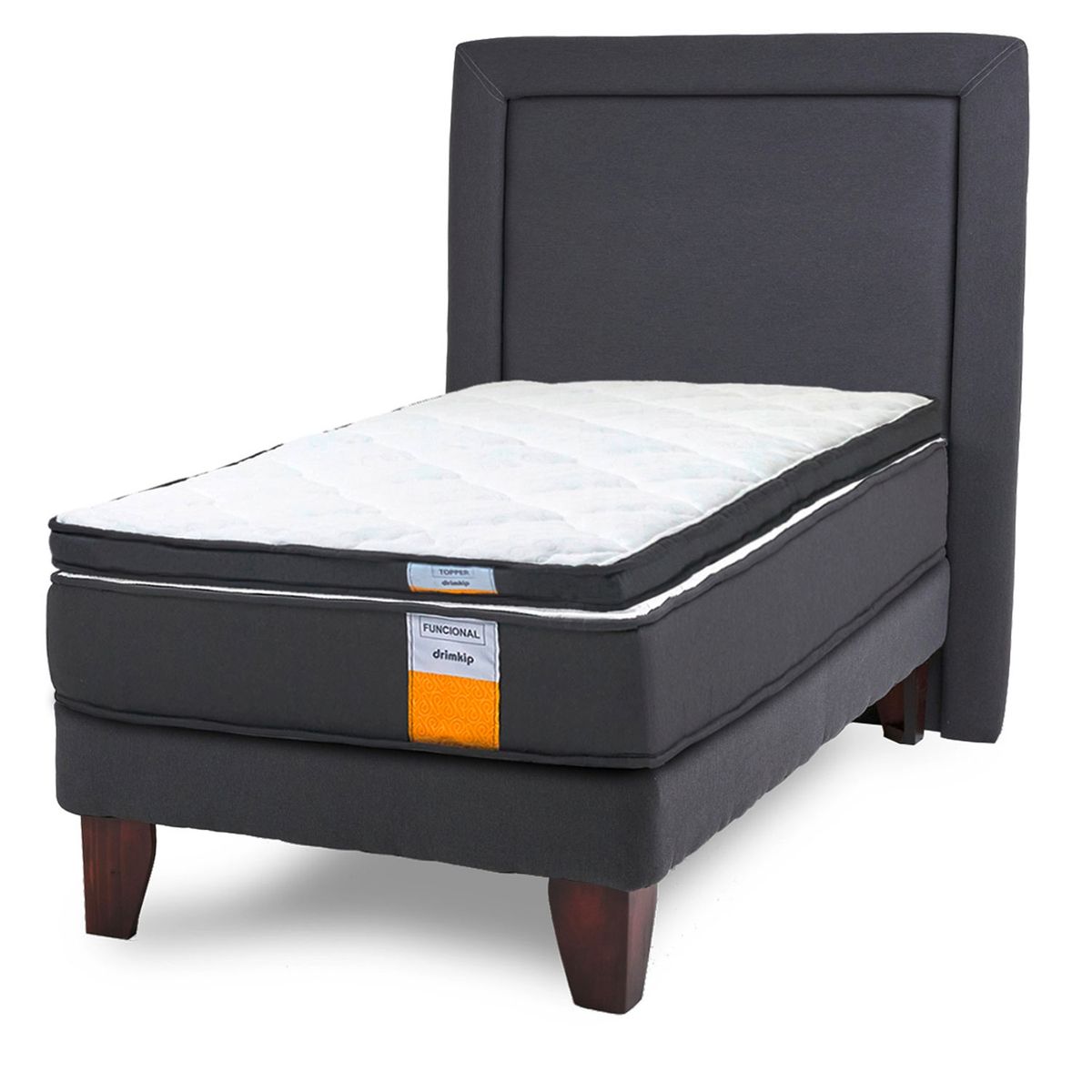 DRIMKIP - Cama Europea Funcional 1.5 Plazas 105x190 Cm + Respaldo + Topper Drimkip
