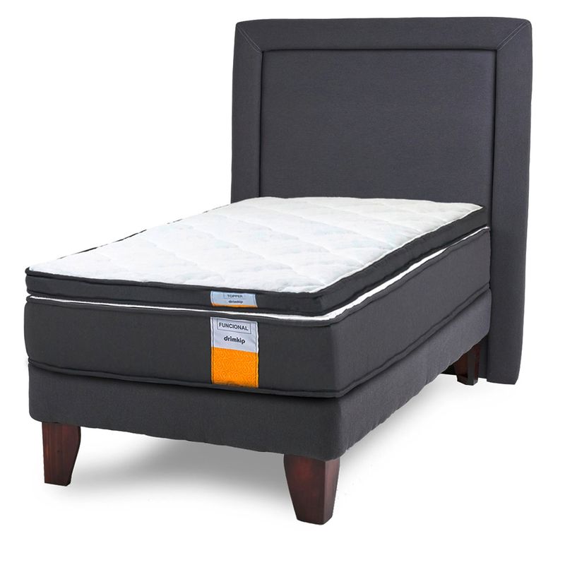 DRIMKIP - Cama Europea Funcional 1.5 Plazas 105x190 Cm + Respaldo + Topper Drimkip