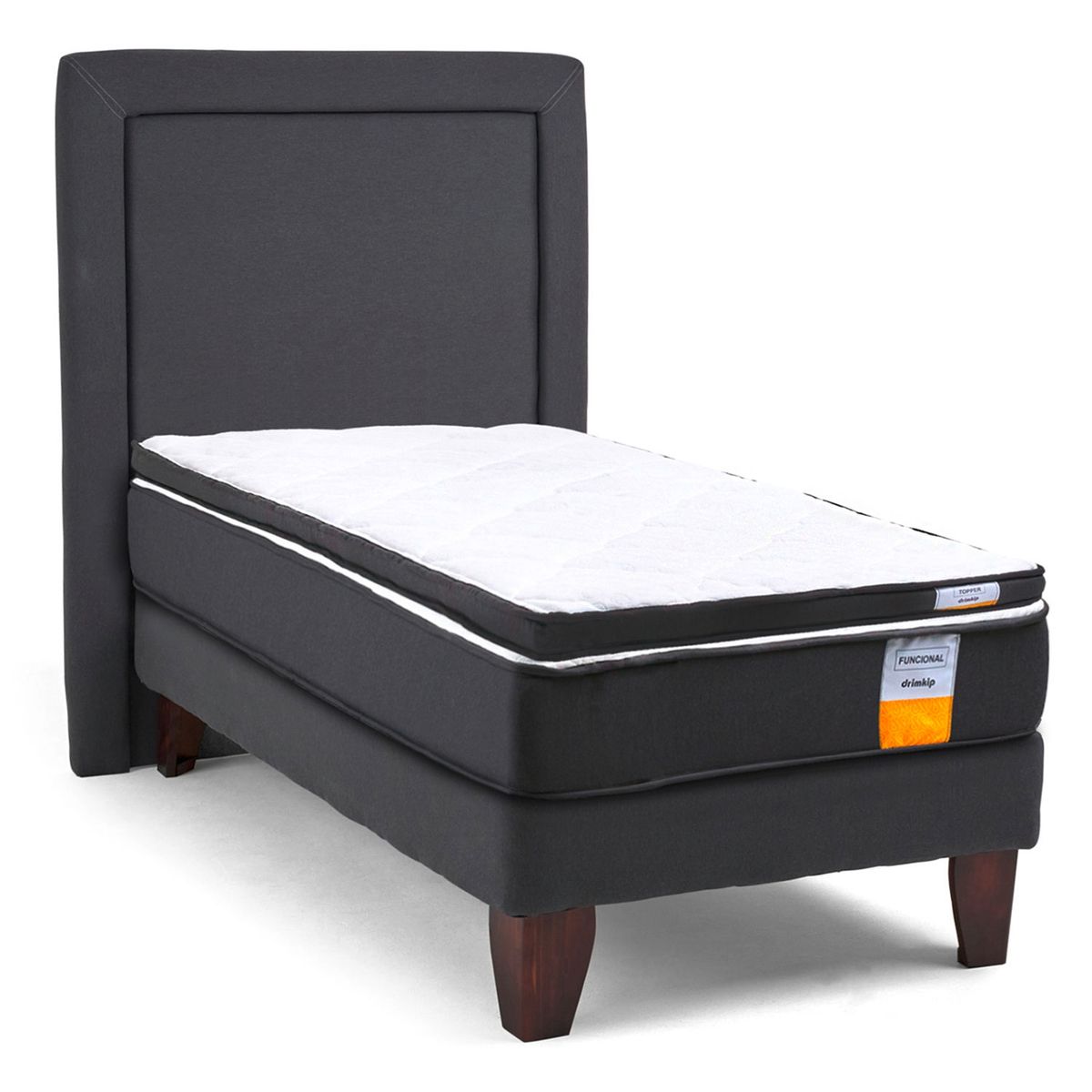 DRIMKIP - Cama Europea Funcional 1.5 Plazas 105x190 Cm + Respaldo + Topper Drimkip