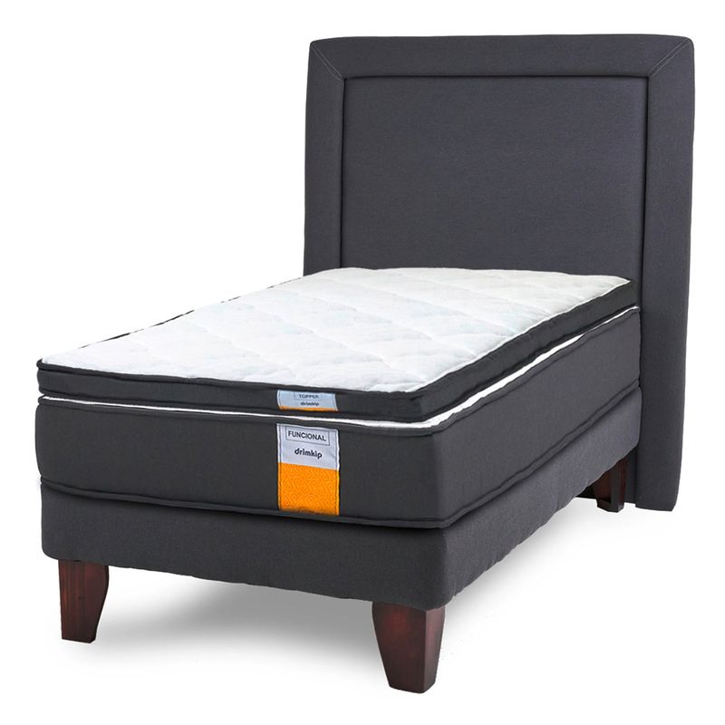 DRIMKIP - Cama Europea Funcional 1.5 Plazas Plus 105x200 Cm + Respaldo + Topper Drimkip Drimkip