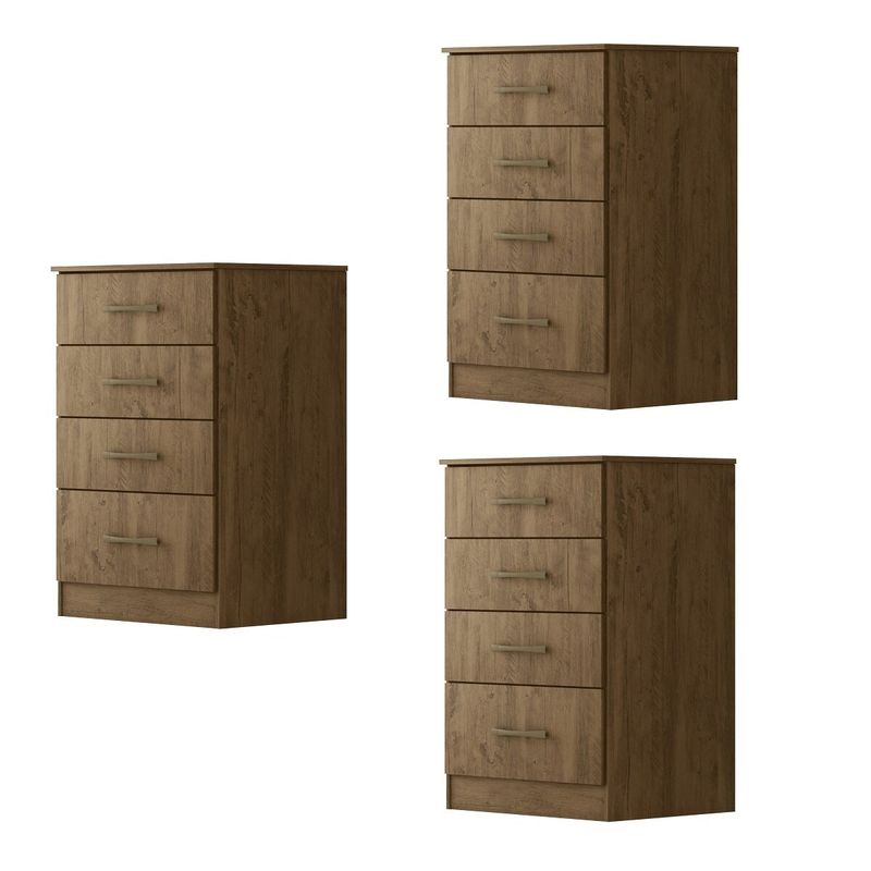 ROCH LTDA - Combo 3 Comodas 4 Cajones Roch M-704 Castaño