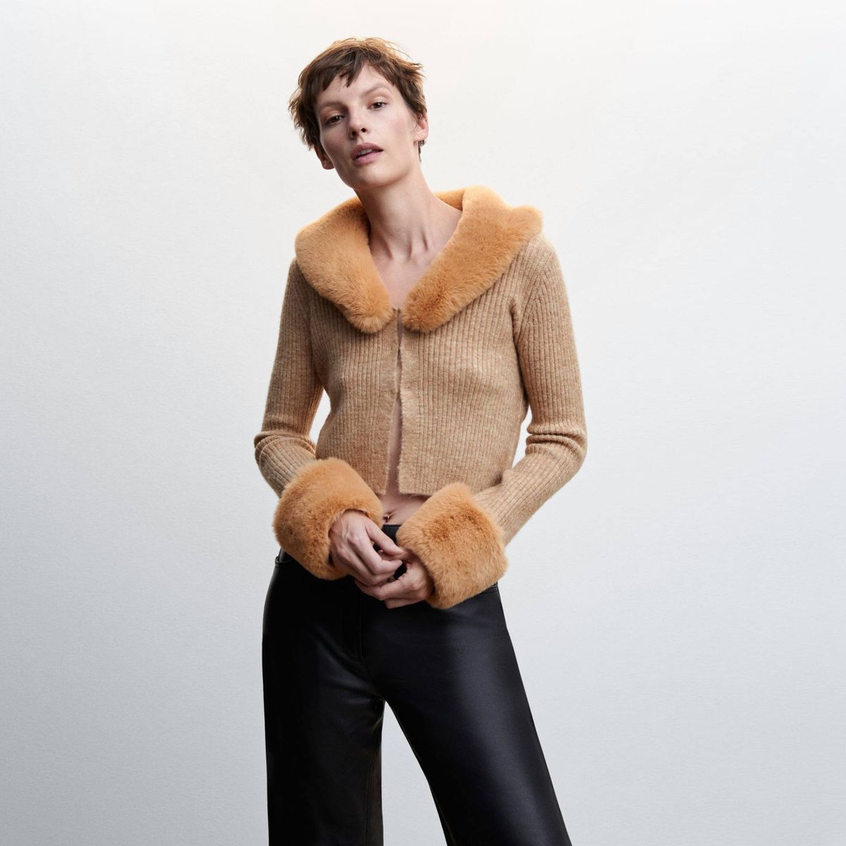 MANGO - Mango Chaleco Cuello Pelo Puddle Mujer