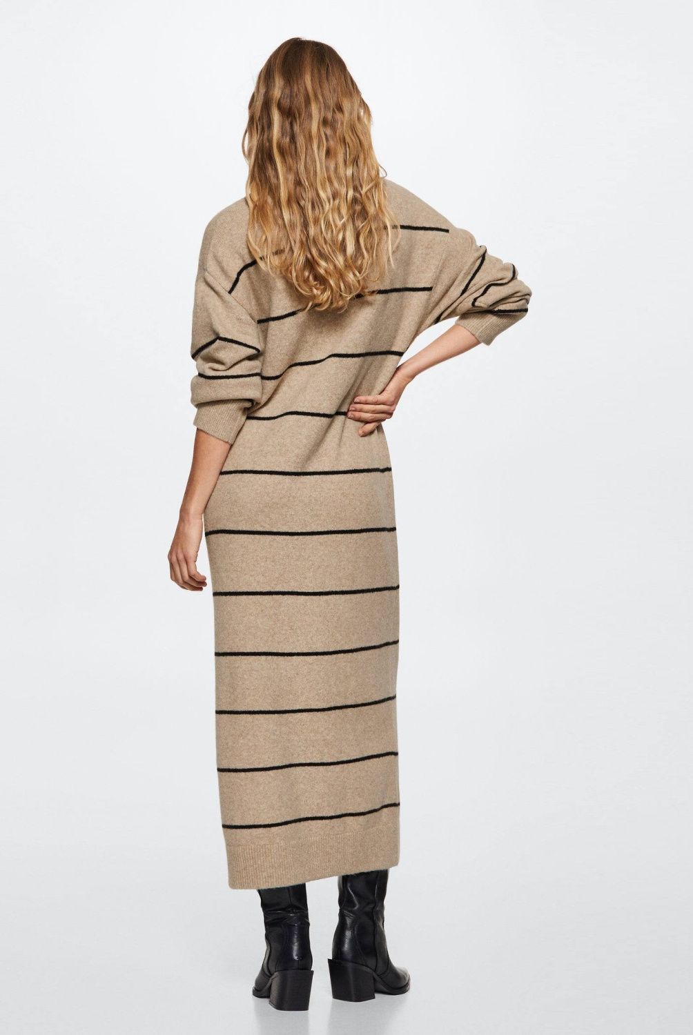 MANGO - Mango Vestido Punto Cuello Vuelto Marina Mujer