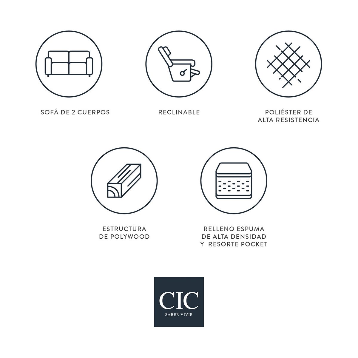 CIC - Sofá Reclinable Rusty 2 Cuerpos Cic