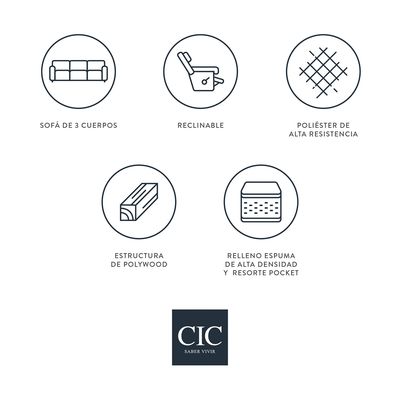 Imagen 2 del producto Sofá Rusty Reclinable 3 Cuerpos Café