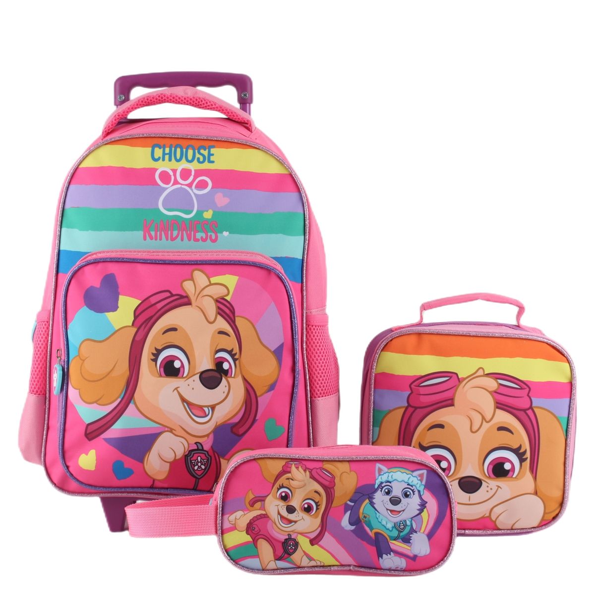 PAW PATROL - Mochila Con Ruedas + Lonchera + Estuche Niña Paw Patrol