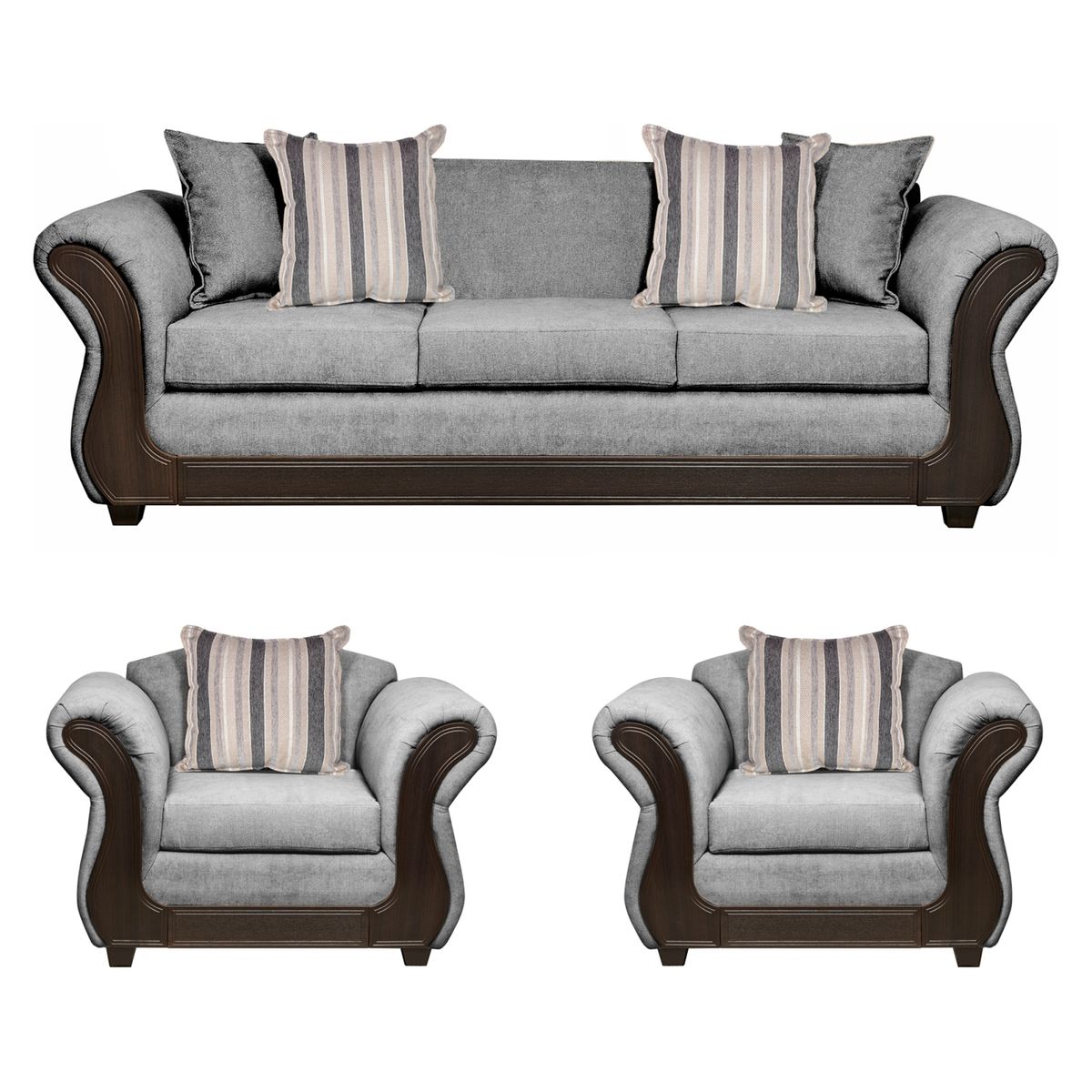 INNOVAMUEBLES - Juego De Living Palermo Sofá 3 Cuerpos + 2 Butacas Tela Innovamuebles