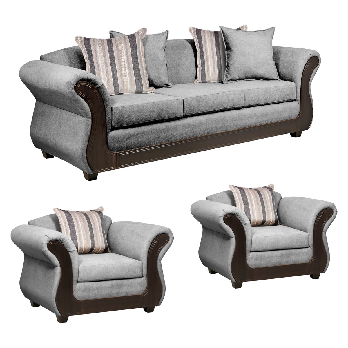 INNOVAMUEBLES - Juego De Living Palermo Sofá 3 Cuerpos + 2 Butacas Tela Innovamuebles