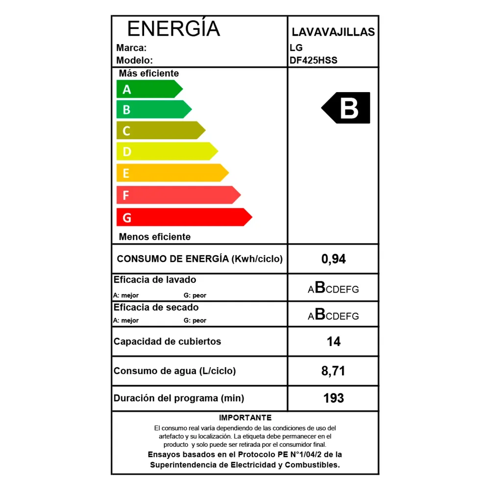 LG DF425HSS 14 Cubiertos Steel, foto 13
