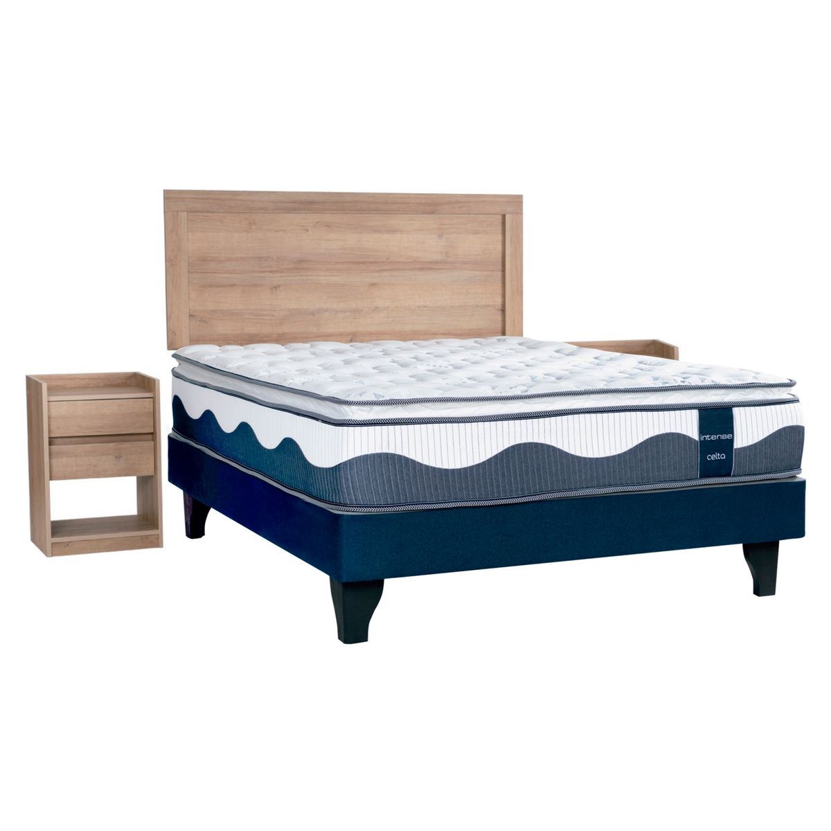 CELTA - Cama Europea  Intense Celta 2 Plazas Base Normal + Muebles